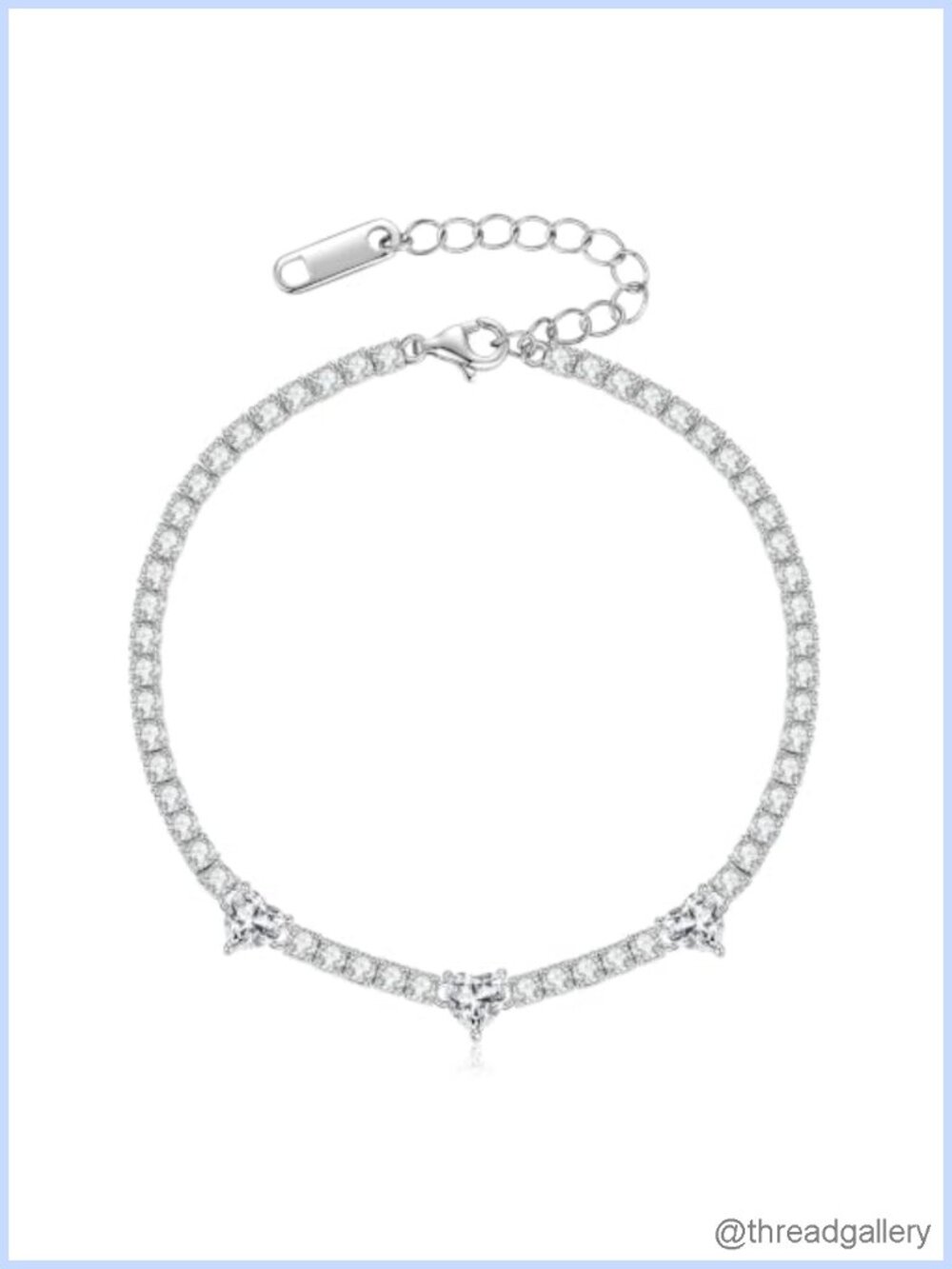 14K Gold Plated Moissanite Heart Tennis Bracelet Adjustable